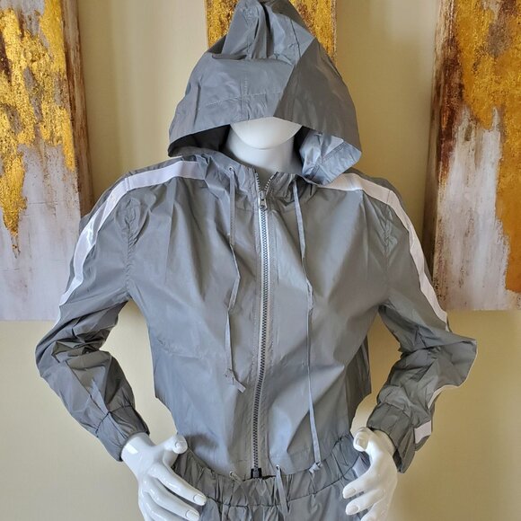 Hot & Delicious Women's Gray Reflective Hooded Tracksuit SZ S - Picture 3 of 11
